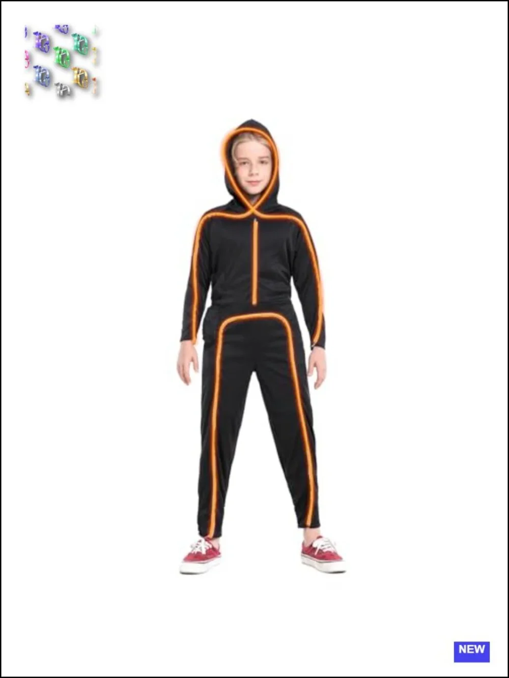 Light Up Stick Figure Costume LED Halloween Cosplay Kids Unisex